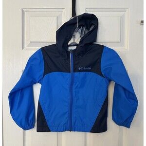 GREAT COND Columbia kids blue navy hooded windbreaker jacket coat XXS